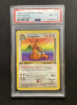 Original PSA 8 First Edition Dragonite Non-Holo Pokemon Card Fossil Set NM-MT - Image 5
