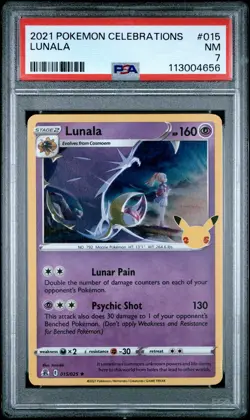 2021 POKEMON CELEBRATIONS #015 LUNALA PSA 7 - Image 1