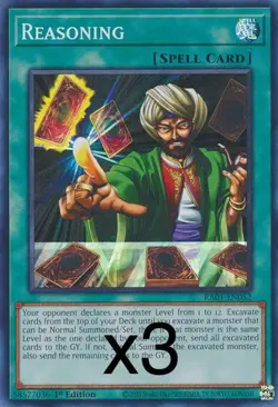 3X Yugioh Reasoning RA01-EN052 Secret Rare 1st Edition NM - Image 1