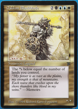 Dakkon Blackblade Legends PLD White Blue Black Rare CARD (500868) ABUGames - Image 1