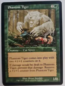 MTG Magic The Gathering Card Phantom Tiger Creature Cat Spirit Green Judgment - Image 1