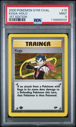 PSA 9 Koga (1st Ed.) Gym Challenge 19/132 Holo Pokemon Card B17 - Image 1