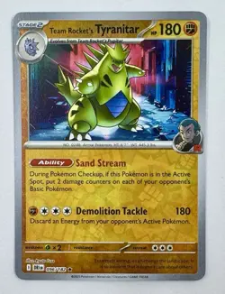 Team Rocket's Tyranitar Reverse Holo 096/182 Destined Rivals Pokemon Card NM/M - Image 1