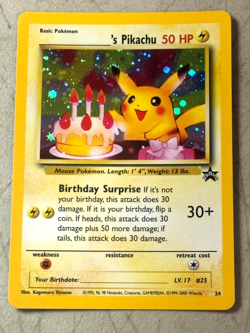 Birthday Pikachu #24 / Holo / 2000 / Pokemon / Promo SWIRL Card NM+ Condition - Image 1