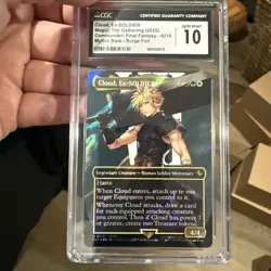 Cloud, Ex-SOLDIER Gem Mint Borderless Surge Foil FIC MTG #0210 ENGLISH CGC 10 - Image 1