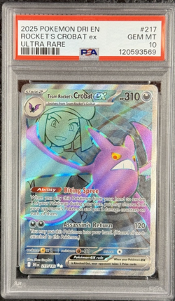 2025 Pokemon Dri En Rocket's Crobat ex Ultra Rare #217 Gem Mt Gem💎 PSA 10 - Image 1