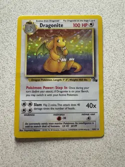 1999 Pokemon DRAGONITE Fossil Set HOLO Foil Rare Unlimited Edition Card 4/62 - Image 1