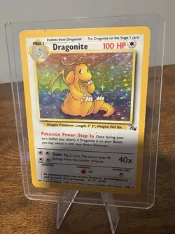 1999 Pokemon DRAGONITE Fossil Set HOLO Foil Rare Unlimited Edition Card 4/62 - Image 1
