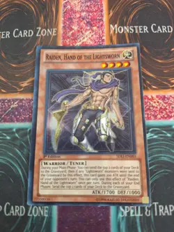 Yugioh Raiden, Hand of the Lightsworn SDLI-EN003 Super Rare 1st Edition LP/MP - Image 1