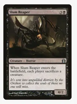 Slum Reaper #77 Return To Ravnica (RTR) Magic Card With Protective Sleeve - Image 1