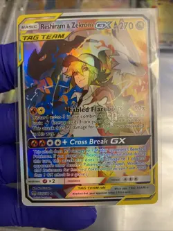 Pokemon Reshiram & Zekrom GX Full Art Rainbow Rare Card 259/236 Cosmic Eclipse - Image 1