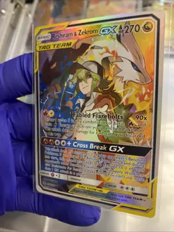 Pokemon Reshiram & Zekrom GX Full Art Rainbow Rare Card 259/236 Cosmic Eclipse - Image 2