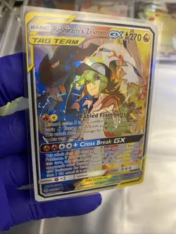 Pokemon Reshiram & Zekrom GX Full Art Rainbow Rare Card 259/236 Cosmic Eclipse - Image 3