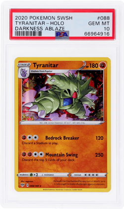 2020 Pokemon Sword and Shield Darkness Ablaze Tyranitar Holo #88 PSA 10 - Image 1
