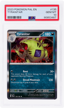 2023 Pokemon Paldea Evolved Tyranitar #135 PSA 10 - Image 1
