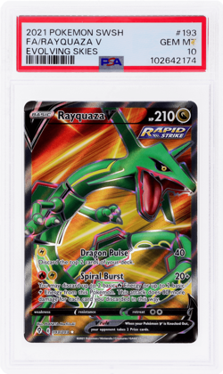 2021 Pokemon Sword and Shield Evolving Skies Rayquaza V #193 PSA 10 - Image 1