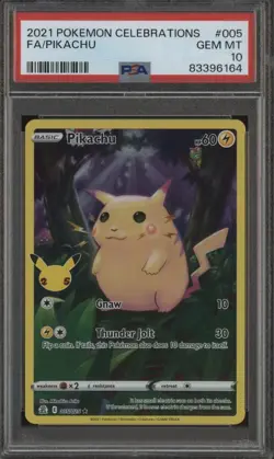 2021 Pokemon Celebrations #005 Pikachu Full Art PSA 10 GEM MINT - CUTE GEM! - Image 1