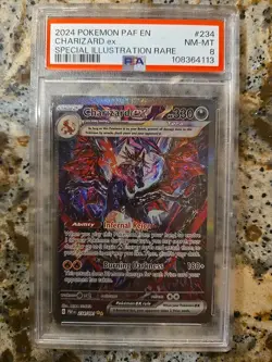 Pokemon 2024 Paldean Fates #234 Charizard EX Special Illustration PSA 8 - Image 1
