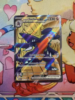 Pokemon TCG Cynthia's Garchomp EX 215/182 Destined Rivals Holo Full Art Card - Image 1