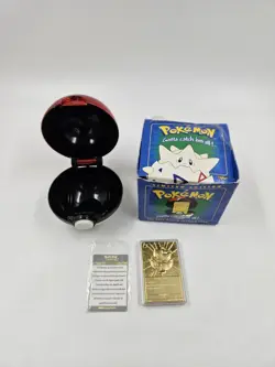 1999 Pokemon Togepi Burger King 23K Gold Plated Trading Card w/ Pokeball - Image 1