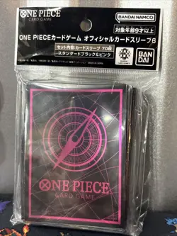 One Piece Card Sleeves Black & Pink 70 Sleeves Ver.6 BANDAI Official Japanese !! - Image 1