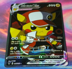 Pokemon Pikachu Ash Trainer ACG HOLO Card Cosplay Doujin Holo Full Art Fanart - Image 2