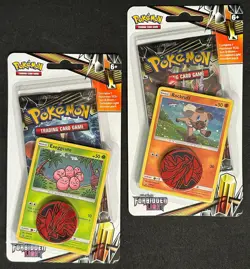POKEMON SUN MOON FORBIDDEN LIGHT BLISTER BOOSTER PACK NEW EXEGGCUTE & ROCKRUFF - Image 1