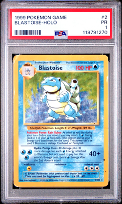 PSA 1 PR 1999 Base Set Blastoise 2/102 Holo Foil Pokemon Unlimited WOTC - Image 1