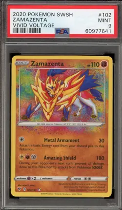 Pokemon Zamazenta Vivid Voltage Amazing Rare #102 PSA 9 Mint - Image 1