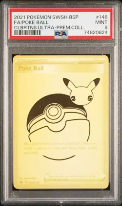 2021 Pokemon Celebrations Ultra Premium Collection FA/Poke Ball #146 PSA 9 Mint - Image 1