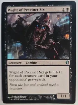 MTG Magic The Gathering Card Wight of Precinct Six Creature Zombie Black Command - Image 1