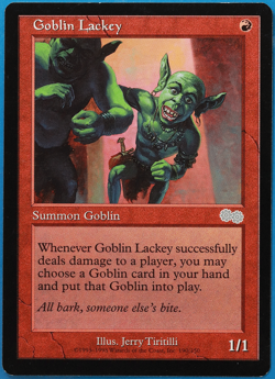 Goblin Lackey Urza's Saga PLD Red Uncommon MAGIC MTG CARD (ID# 500907) ABUGames - Image 1