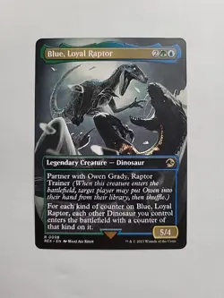 MTG - Blue, Loyal Raptor (Borderless) REX Regular Rare #0008 - Image 1