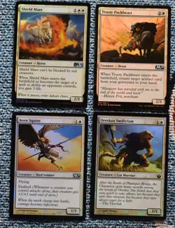 MTG 4x White FOIL Trusty Packbeast, Shield Mare, Oreskos Swiftclaw, Aven Squire - Image 2