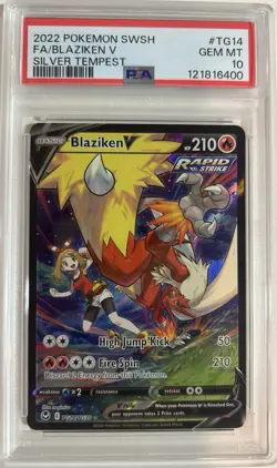 BLAZIKEN V FULL ART 2022 POKEMON SWSH SILVER TEMPEST TG14 PSA 10 GEM MINT - Image 1