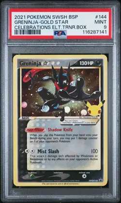 2021 Pokemon Black Star Promo Greninja-Gold Star #144 Celebrations Etb PSA 9 - Image 1