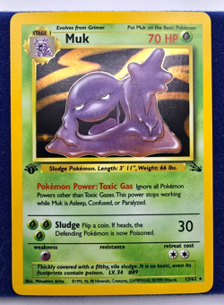Pokemon First Edition Fossil Muk 13/62 NM/NM+ Holographic WOTC Free Ship! - Image 1