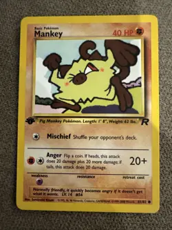 Pokemon TCG Team Rocket Mankey 1st Edition 61/82 - Image 1