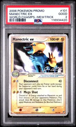 2006 POKEMON WORLD CHAMPIONSHIPS PROMO MEWTRICK #101 MANECTRIC EX PSA 2 - Image 1