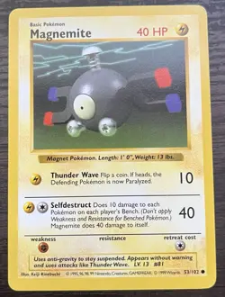 Magnemite 053/102 Pokemon TCG WOTC Base Set (Shadowless) Regular MINT - Image 1