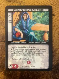 Battletech CCG TCG Card Game Rare Arsenal Expansion Primus Sharilar Mori - Image 1