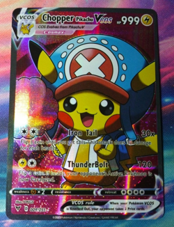 Pikachu Chopper Pokemon Card VMAX V Holo Cosplay Cute Full Art Custom Fan Foil - Image 1