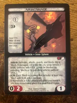 Battletech CCG TCG Card Game Rare Arsenal Expansion Nightshade - Image 1