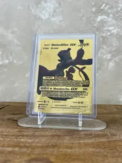 Mewtwo & Mew GX TAG TEAM Gold Foil Fan Art Card 71/236 NM Pokemon - Image 1