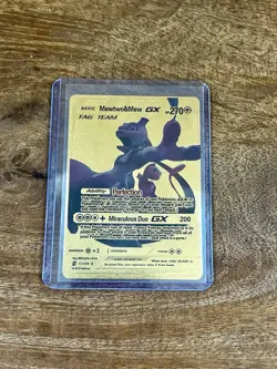 Mewtwo & Mew GX TAG TEAM Gold Foil Fan Art Card 71/236 NM Pokemon - Image 5