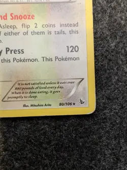 Pokemon Card Snorlax 80/106 Build-A-Bear Workshop Stamped Promo - Image 3