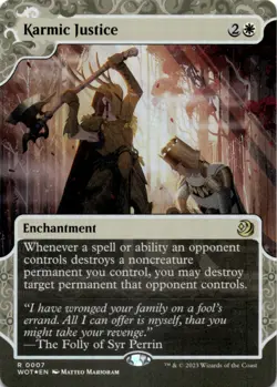 MTG Karmic Justice Foil Wilds of Eldraine: Enchanting Tales NM R Magic - Image 1
