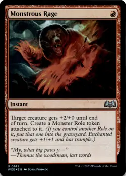 MTG Monstrous Rage Foil Wilds of Eldraine NM U Magic - Image 1
