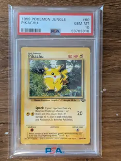 1999 Pokemon Unlimited Jungle PSA 10 Pikachu #60 WOTC GEM MINT - Image 1