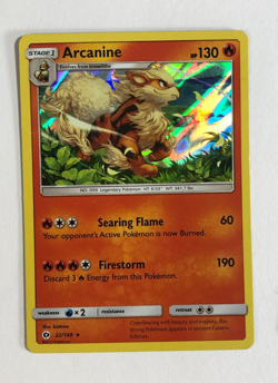 Pokemon TCG Sun & Moon Base Holographic Arcanine 22/149 Near Mint - Image 1